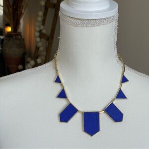 HOUSE OF HARLOW 1960 |Blue Leather Collar 14k Gold Plated Five Station Necklace